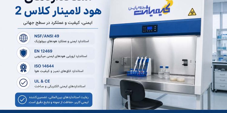 استانداردهای هود لامینار کلاس 2-راهنمای کامل بررسی الزامات ایمنی و عملکرد-کیمیاژن پژوه پارس
